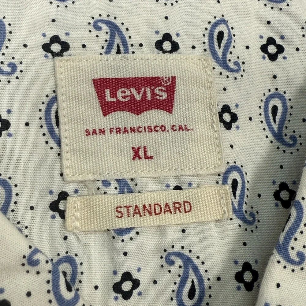 Levi's Mens Size XL Western Shirt White Paisley Pearl Snap Long Sleeve NWT